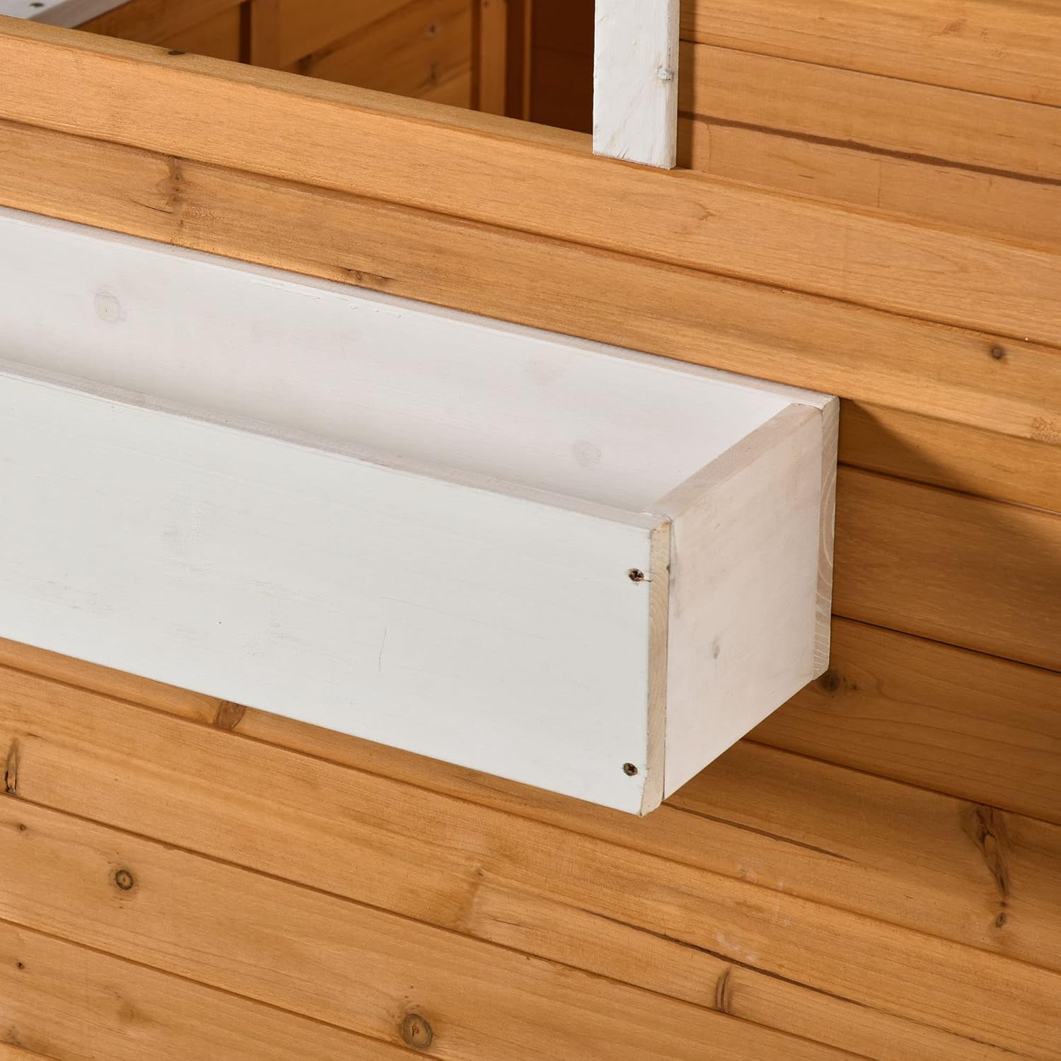 Outsunny Wooden Playhouse for Kids Outdoor with Working Door, Windows, Mailbox, Bench, Flowers Pot Holder, 48" x 42.5" x 53" B09QS3VVGS - Image 9