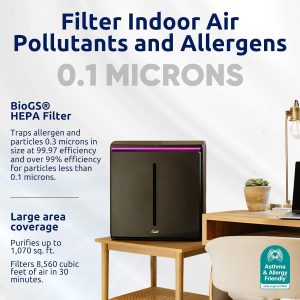 Rabbit Air, A3 SPA-1000N Air Purifiers for Home, Ultra Quiet HEPA Air Purifier - Wall Mountable Air Purifiers for Home Large Room, Allergies, Dust, Mold, Smoke & VOCs - (Black, Odor Remover Filter) B096N9VS81