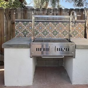 Built In/Table Top Charcoal Outdoor BBQ, Stainless Steel #430 Body and #304 Grates, Rotisserie Parrilla Santa Maria/Argentine Grill Spit B0813Z7GVG