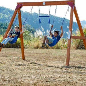 Dolphin Playground DIY Swing Sets for Backyard, Wooden Swing Set Outdoor for Kids with Trapeze Swing Bar and 2 Belt Swings, Heavy Duty Playground Accessories, Suitable for Any Swing Replacements B0BPXTH3NB