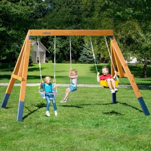 ROBUD 3-in-1 Playground Wooden Swing Sets for Backyard, DIY Swing Sets with Tree Swing and 2 Toddler Swings, Kids Outdoor Play Equipment, Outdoor Playset for Kids & Toddlers, Ages 3+ B0F247RSXP