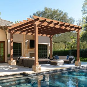 91DfX-PB-XL._AC_SL1500_-2.jpg 12x14 FT Wooden Pergola with Flat Roof, Cedar Wood Gazebo with Stakes Included, Outdoor Garden Shelter for Patio, Deck, Backyard, Lawn B0F2S2KL46