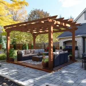 MUPATER 10x12 FT All Cedar Wooden Pergola, Kit with Stakes, Quality Supported Structure, Snow and Wind Supported,Outdoor Pergola with Cedar Framed for Backyard, Deck, Lawn B0CYSLJTT5