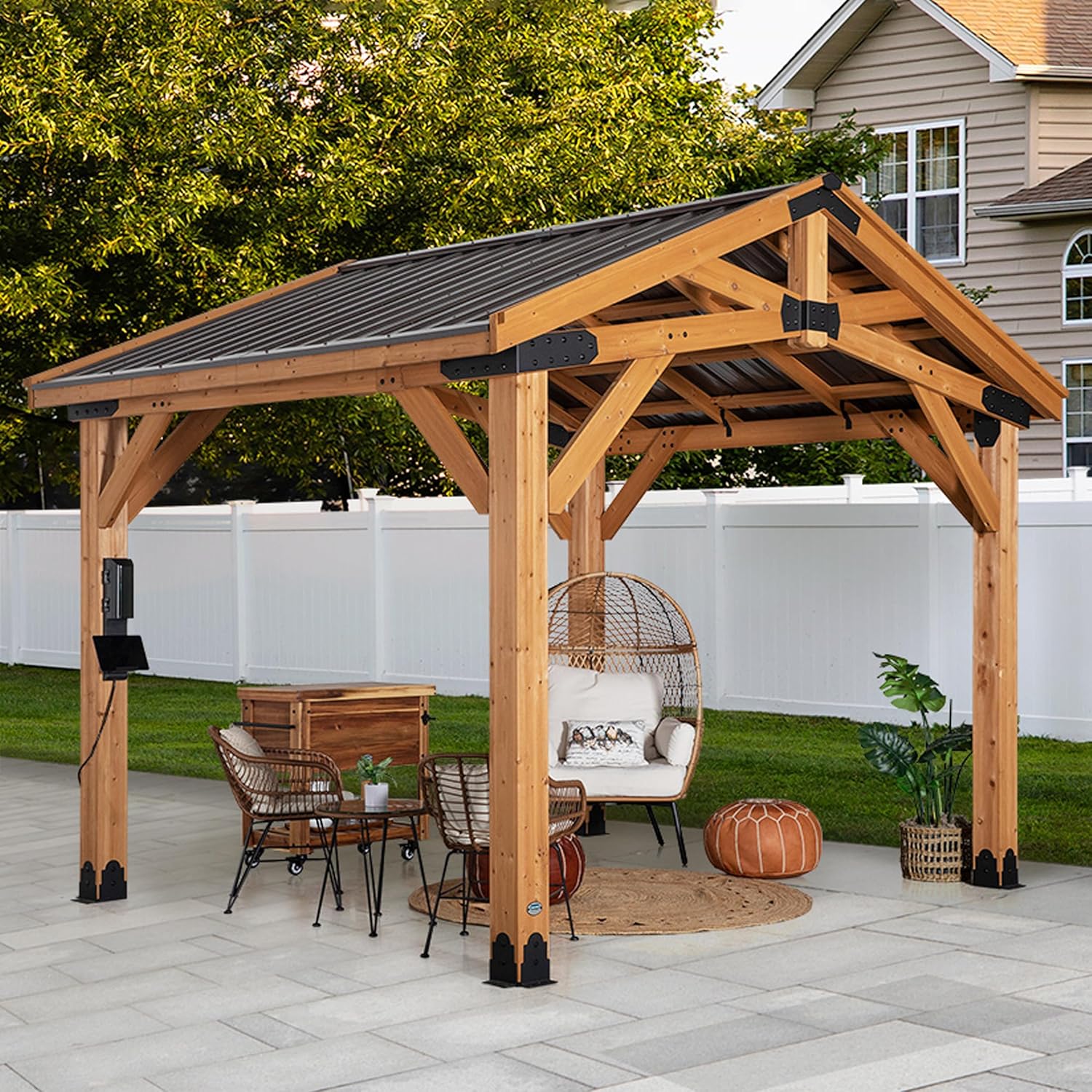 Norwood 12 ft. x 10 ft. Cedar Wood Gazebo Pavilion,Thermal Insulated Hard Top Steel Roof, Durable, Supports Snow Loads and Wind Speed, Rot Resistant, Backyard, Deck, Garden, Patio B0BL1RTLGP - Image 2