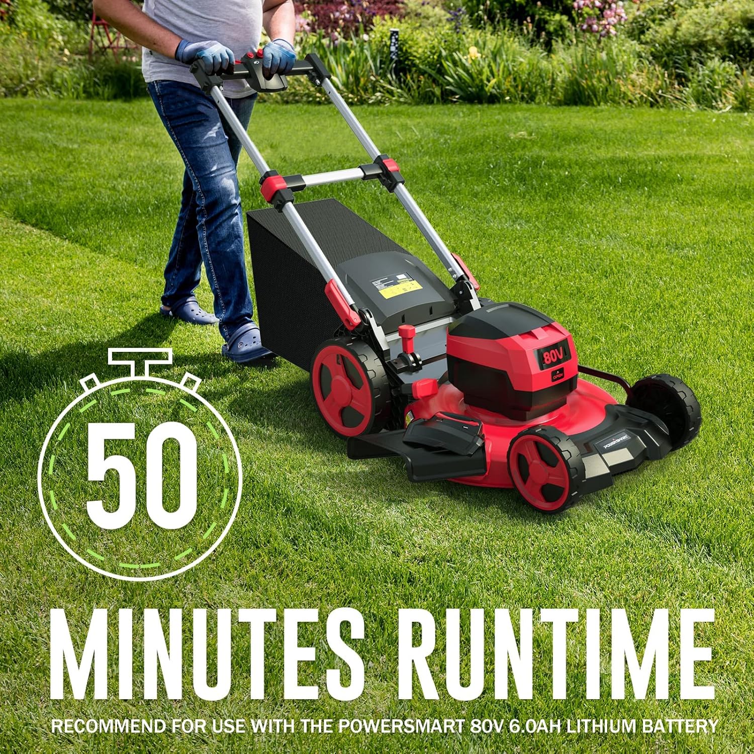 PowerSmart 80V MAX 21-Inch Brushless Self-Propelled Lawn Mower, 3-in-1 Mowing Function with 6.0Ah Battery and Charger B0CK1661ZF - Image 5