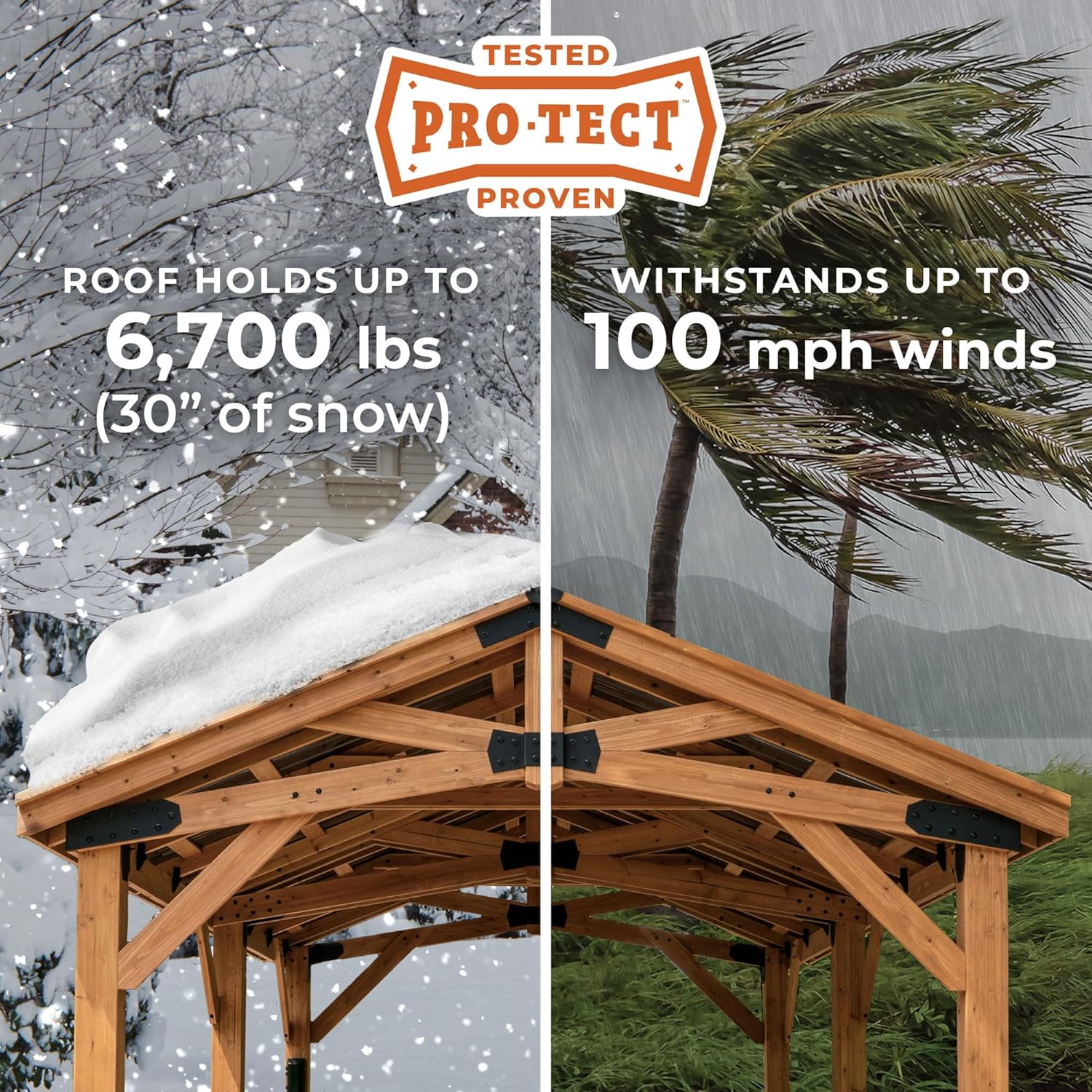 Norwood 12 ft. x 10 ft. Cedar Wood Gazebo Pavilion,Thermal Insulated Hard Top Steel Roof, Durable, Supports Snow Loads and Wind Speed, Rot Resistant, Backyard, Deck, Garden, Patio B0BL1RTLGP - Image 4