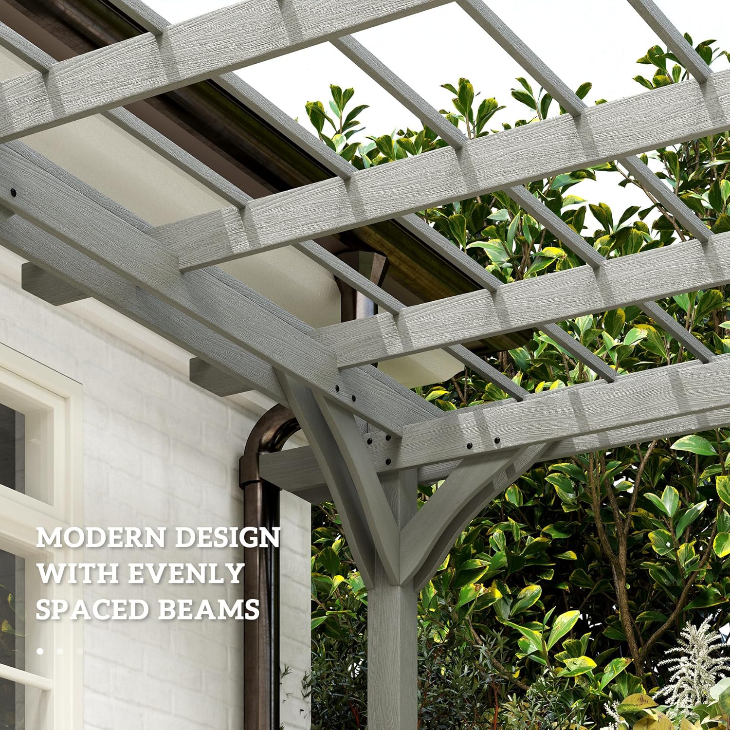 Outsunny 12' x 16' Outdoor Pergola, Wood Gazebo Grape Trellis with Stable Structure for Climbing Plant Support, Garden, Patio, Backyard, Deck, Gray B0DSF88TPS - Image 5