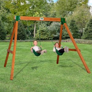 Durango Cedar Wood Swing Set Kit with Classic A-Frame, Two Belt Swings, Pinch-Free Ropes, Easy Assembly, Heavy-Duty, Lumber and Hardware Included, Outdoor Playset, Ages 3-10 B092JSG25B